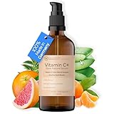 BIO Vitamin C Pro Serum 10% hochdosiert - 6-Fach Anti Aging ✓Anti Falten Komplex ✓Gegen dunkle Flecken; Mit Hyaluronsäure & Aloe Vera ✓Naturkosmetik 100% vegan ✓Made in Germany (100ml, Vitamin C)
