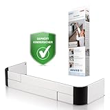 reer Herdschutzgitter Premium | Kinderschutz für die Küche | Kindersicherung | zum Kleben | größenverstellbar 44-65 cm | Für Induktions- und Gasherde | silber