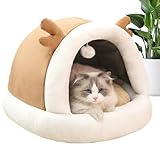 Geschlossenes Katzenbett - Warmes Katzenbett Überzogenes Haustiernest | Rutschfeste Plüsch Nest Haustierzubehör für Schlafende Kitten Kleine Hunde Welpen | Winter Herbst Indoor Outdoor Schlafzimmer Wo