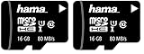 Hama microSD | microSDHC | microSDXC Karte 16GB 80MB/s Übertragungsgeschwindigkeit Class 10 microSD Speicherkarte im Mini-Format Mini SD z. B. für Android Handy, Smartphone, Tablet, Nintendo UHS-I