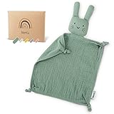 Räuberella® Schnuffeltuch in Mint I Weiches & waschbares Kuscheltuch aus 100% Bio-Baumwolle I Bezaubernder Schmusetuch-Hase I Ideal als Baby-Geschenk zur Geburt, Baby-Shower & Gender-Reveal-Party
