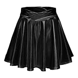 Micro Glocken Rock Hohe Taille Metallischer Faltenrock Damen Skater Röcke Glänzend Ausgestellter Rock Karneval Kostüme Glitzer Cheerleading Clubwear Latex Lederrock