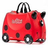 Trunki Handgepäck und Kinderkoffer zum Draufsitzen | Kinder Risen Geschenk für Mädchen und Jungen | Trolley Harley Marienkäfer (Rot)