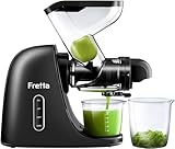 Fretta Slow Juicer Entsafter Gemüse und Obst Juicer Maschine, 200W Obstpresse Elektrisch Saftpresse Sellerie Juice Maker Masticating Kaltpresse 76mm XL Öffnung, Einfache Reinigung Schwarz