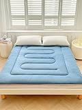 Futonmatratze gepolstert warm Plüsch japanische Bodenmatratze gesteppt Bett Matratze Topper extra dick faltbar Schlafkissen Boden Liege Gästebett for Schlafsaal Camping Couch(Blue,100x200cm(39x79inch)