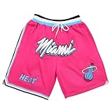 Mengmiao Miami Heat Shorts Herren, NBA Basketball Shorts, Atmungsaktiv und Schnell Trocknend mit Taschen, Sommer Basketball Hose für Training und Outdoor