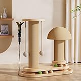 CZBNYX Pilz Katzenkratzbaum für Indoor Katzen Erwachsene Hohe Katzenkratzbäume Sisalseil Katzen Kratzbaum mit Hängeball und Interaktiver Holzkugel