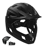 Crazy Safety Schwarzer Fullface Helm | Für Mountainbike, BMX, Skateboard | Kinderhelm 2-in-1 mit abnehmbarem Kinnschutz | Motocross Fahrradhelm Größe M 54-57 cm | Leicht und belüftet