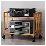 DVD-Player-Ständer aus Holz mit beweglichem Plattenspieler-Halter, 2-stöckiges Audio-Regal für TV, Stereo, Medien, Wandeinheit, schwebendes Regal und Eckregale für Wohnzimmer, Büro, 53 cm (H) x 70 cm