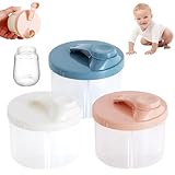 Poraceous 3 Stück Milchpulver Portionierer Baby, Tragbarer Milchpulver Aufbewahrungsbox, Spender Drehbarer, Milch Pulver Portionierer Transparent mit Fächern für Reisen, Outdoor (Blau + Grün + Rosa)