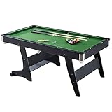 ZLLPIGLS Tragbare Faltbare Billardtische, Kompakte Billiard Tisch Spielset mit Vollständigem Zubehör, Platzsparende Unterhaltung für Familien-Spielzimmer, Büro(Green,183x99x79cm/72x38.9x31.1in)