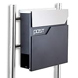 BITUXX® Design Standbriefkasten 16771 Briefkasten Briefkastenanlage Freistehender Postkasten mit Zeitungsfach Anthrazit Graphit Edelstahl