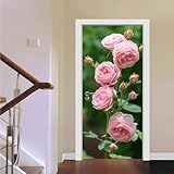 Türtapete Selbstklebend 90X200 Rose Türposter Fototapete Türfolie Poster Tapete 3D Türaufkleber Diy Türbild,Pvc Tapete Zimmerdekoration