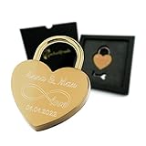 Geschenkfreude Liebesschloss mit Gravur witterungsbeständig - personalisierte Geschenke für Paare - kleine Partnergeschenke - Valentinstagsgeschenke für Sie und Ihn - Schloss mit Gravur Gold
