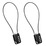 2 Stück 4-Stelliges Kabelschloss Zahlenschloss mit 30cm Drahtseil, Rollerschloss Drahtschloss, Hochsicherheitsschloss Seilschloss Kofferschloss Zahlenschloss für Gepäck, Werkzeugkasten, Helmsicherung