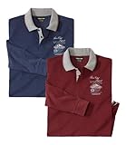 ATLAS FOR MEN - 2er-Pack Langarm Poloshirt Herren - In Großen Größen Erhältlich