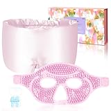 my novel things Augenmaske Kühlend und Schlafmaske 2 Stück für Frauen, Schlaf Entspannungs Augenmaske Seidendamast, Vollabdeckende Augenmaske mit Gel Perlen Kühlmask for Dark Circles and Puffiness