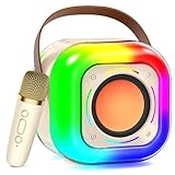 JYX Karaoke-Lautsprecher mit kabellosen Mikrofonen, Soundsystem, Stimmwechsel, LED-Leuchten für die Party zu Hause, Karaoke-Maschine für Erwachsene und Kinder