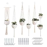 Generisch Makramee Pflanzenhänger | 6 Stück dekorative Blumenampel-Halterung | Boho hängbarer Pflanzenträger für Wohnzimmer Balkon