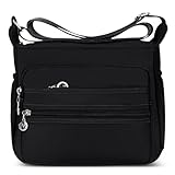DIRRONA Damen Umhängetasche Casual Groß Kapazität Schultertasche Wasserdicht Damen Reise Arbeit Lässig Täglich Nylon Handtasche Multi Tasche Damen Messenger Bag 2 Größen Schwarz A