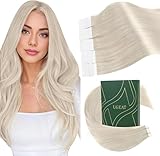 Ugeat Tape in Extensions Echthaar Blond für Kurz 30 cm Extensions Echthaar Tape in Extensions Platinblond Seidig Echthaar Extensions Tape für Frauen #60A 30g 20stück