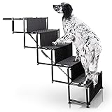 Bella & Balu Hundetreppe – Die gelenkschonende Rampe für Ihr Haustier I Faltbare Einstiegshilfe mit fünf Stufen für Komfortables Auf- und Absteigen für innen und außen