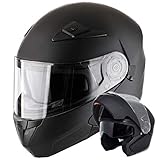 Klapphelm Integralhelm Helm Motorradhelm RALLOX 910 schwarz/matt mit Sonnenblende (XS, S, M, L, XL) Größe M