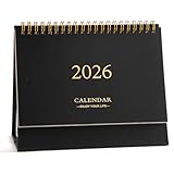 Tischkalender 2025-2026 - Kalender von Juli.2025 bis Dez.2026, 18 Monate Schuljahr Flip-Monatskalender mit Monatsplaner, Ideal für Büro und Zuhause, Perfekte Zeitmanagement (Schwarz)