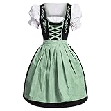Generisch Oktoberfest Party Kostüm Dirndl Damen Karneval Midi Trachtenkleid Trachtenmode Trachtenrock Kleid für Oktoberfest Besondere Anlässe Damen Dirndl Trachtenkleid Dirndlkleider (9-Green, S)