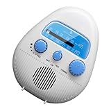 Uonlytech Kleiner Duschradio mit Lautstärkeregler Tragbares Badezimmer Radio Kompakter Fm/Am Musiklautsprecher für Zuhause und Dusche