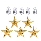 HOMSFOU Weihnachtsanhänger zum Aufhängen mit goldenen Papierstern-Laternen und gelben LED-Mini-Batterie-Lichtern, kreative Weihnachtsstern-Dekoration für Festival, Hochzeit, Zuhause, Party-Beleuchtung