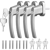 GETLITOOL Fenstergriffe Abschließbar, 4 Stück Fensterschloss Aluminium mit Schlüsseln, Sicherheitsfenstergriff in Stiftlänge 35mm, Kindersicherung Fenstersicherung für Fenstertür Heimsicherheit-Grau