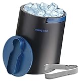 PINNACLE Isolierter Eiskübel für Partys mit Zange, die in den Deckel passt – Edelstahl-Eiskübel für Cocktailbar mit klappbaren Griffen für Innen- und Außenbereich, BPA-frei, Blau