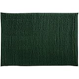 MSV Badteppich Badvorleger Duschvorleger Chenille Hochflor Badematte 40x60 cm – Dunkelgrün