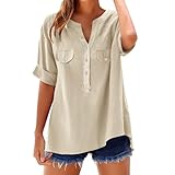 Blitzangebote des Tages Tshirt Damen Elegant Sommer Zipfelshirt Bluse Baumwolle Shirt Schwarz Elastan Partner Lustig T Fliessend Damenshirt 3/4Arm Blusentops Mit Gummibund Tropical Longbluse