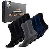 Niorasen 10 Paar Socken Herren, Baumwolle Herrensocken, Atmungsaktive ohne drückende Naht Business Socken, Strümpfe Männersocken Anzugsocken mit Komfortbund 6x Schwarz 2x Grau 2x Navyblau 43-46