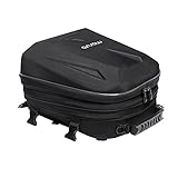 MOSISO Motorrad Schwanztasche,Motorrad Rucksack Helmtasche mit Erweiterbare Kapazität 20L-28L,Wasserdicht Motorräder Rücksitz Lagerung Reisegepäck Tool Gear Tragetasche mit Griff&Regenschutz,Schwarz
