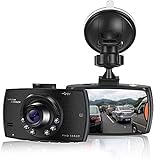 Full-HD Dashcam 1080P mit 6 Megapixel Kamera, 170° Weitwinkelobjektiv und Infrarot-Aufnahmen - Integrierte Bewegungserkennung, Parkmonitor, Loop-Aufnahmen und Nachtsicht (Schwarz)