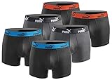 PUMA Boxershort 6er Pack Herren Basic Black Limited Edition - New Black Anthracite - Gr. M