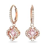 Swarovski Una Ohrringe, Glücksklee, Rosa, Roségold-Legierungsschicht
