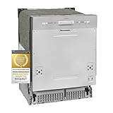 Exquisit Geschirrspüler EGSP6012-EB-030E INOX | Spülmaschine 60 cm teilintegriert | Einbaugeschirrspüler | 12 Maßgedecke | INOX