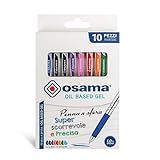 Osama – Blaue Gelschreiber mit OBG-Tinte, 10-teiliges Farbset – supergleitender und präziser Gelschreiber – Druckkugelschreiber 1,0 mm Ideal für Schul- und Schreibbedarf, Büro und Universität