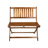 Liadomo Blossom Garten-Klappbank, Gartenbank, Balkonbank, Akazienholz, platzsparend klappbar, natürliches Design, geschliffen und geölt, 80cm
