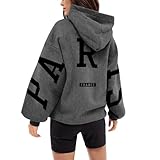 Generisch Damen Sweatshirt Winter Crop Pullover Basic Pulli Elegant Langarmshirt Kängurutasche Bequemes Kapuzenpullover Lässiger Stil Streetwear Dicke Fleecepullover