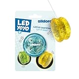 alldoro 60342 LED YoYo aus Kunststoff mit Leuchteffekt, für Kinder ab 4 Jahren, indoor, outdoor, inklusive Batterien, 6 cm in 3 Farben sortiert