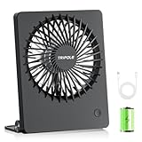 TriPole Schreibtisch Ventilator Batteriebetrieben, 180° Tragbarer Ventilator, 3-Geschwindigkeits USB-Ventilator, Ultradünner Mini-Ventilator für Home Office Reisegeschenke für Frauen Männer, Schwarz