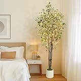Garvee Künstlicher Eukalyptusbaum Indoor Mit 100 LED Lichtern,210Cm Kunstpflanzen Groß Kunstbaum Im Topf Für Indoor Outdoor Home Schlafzimmer Büro Garden Dekoration
