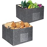 Slumou Holzkorb für Kaminholz Filztaschen Shopper 46x40x30cm Extra Dicker Kaminbesteck Filztasche für Brennholz, Holz, Zeitung oder Einkauf (Dunkelgrau)