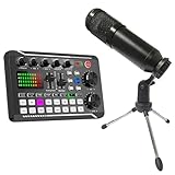 DJ-Mixer, F998 Multifunktionale Tuning Soundkarte Mikrofon Mixer Kit Aud-io Aufnahme Mixer Aud-io Mischpult Verstärker for Telefon PC(With Microphone)
