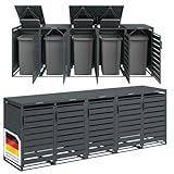 STEELSØN Kestra Mülltonnenbox mit Sichtstreifen – Mülltonnenverkleidung aus Stahl für 5 Tonnen – Müllcontainer 240 Liter in Anthrazit